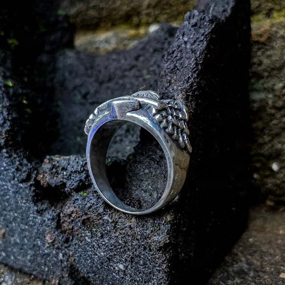 NY-R055- Sterling Silver Small Biker Ring  For Men Women Ring Suitable For Gift For Men And Women