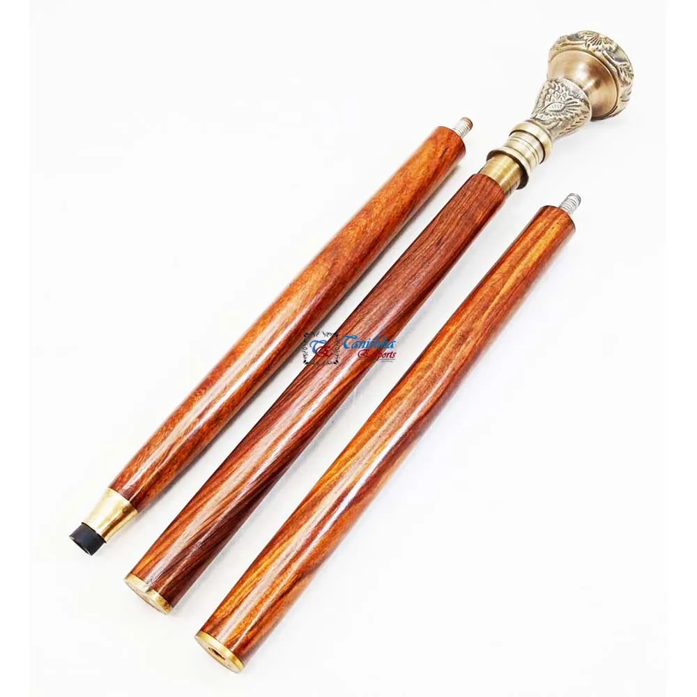 Nautical Walking Stick Solid Brass Knob Compass Head Handle Wooden Walking Cane for Men and Women Decorative Canes