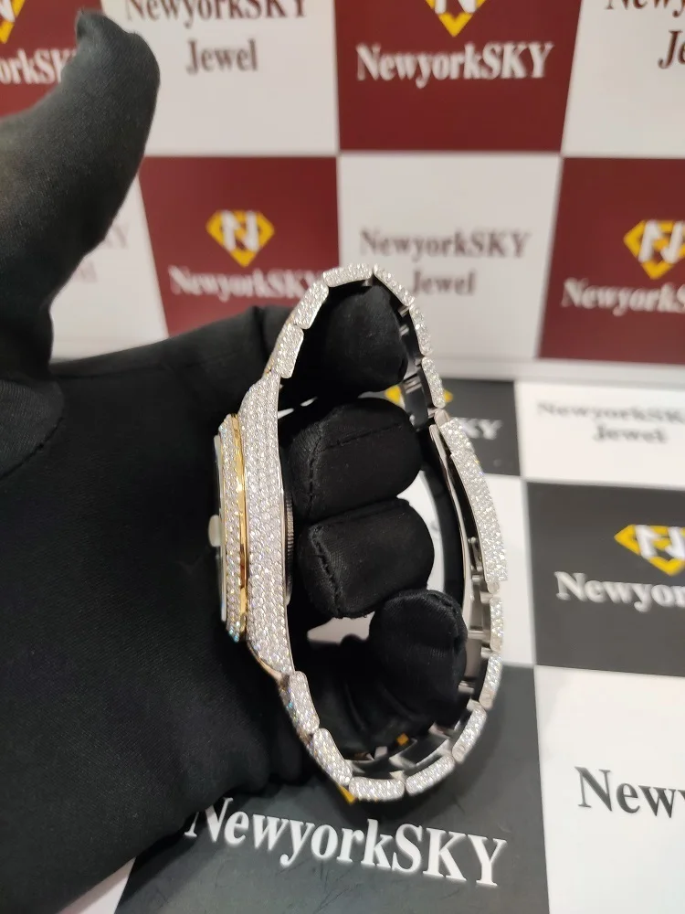 Cheap Price 41 MM Luxury Hip Hop Customized Moissanite Watch Pass Diamond Tester VVS Moissanite High Quality Iced Out Watch For