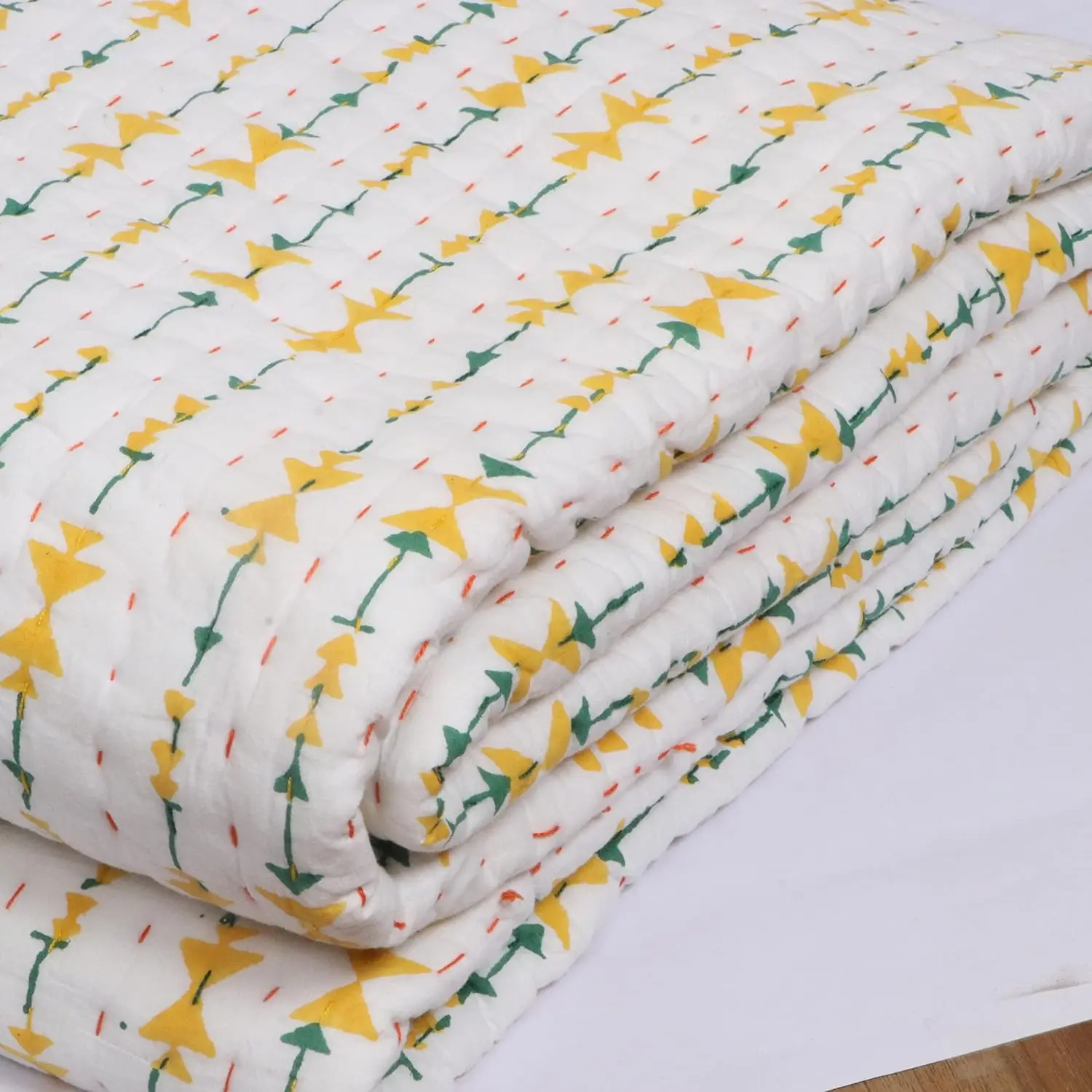 Богемное многоцветное одеяло Kantha с цветочным принтом богемное постельное белье покрывало размер 90x108 Inc