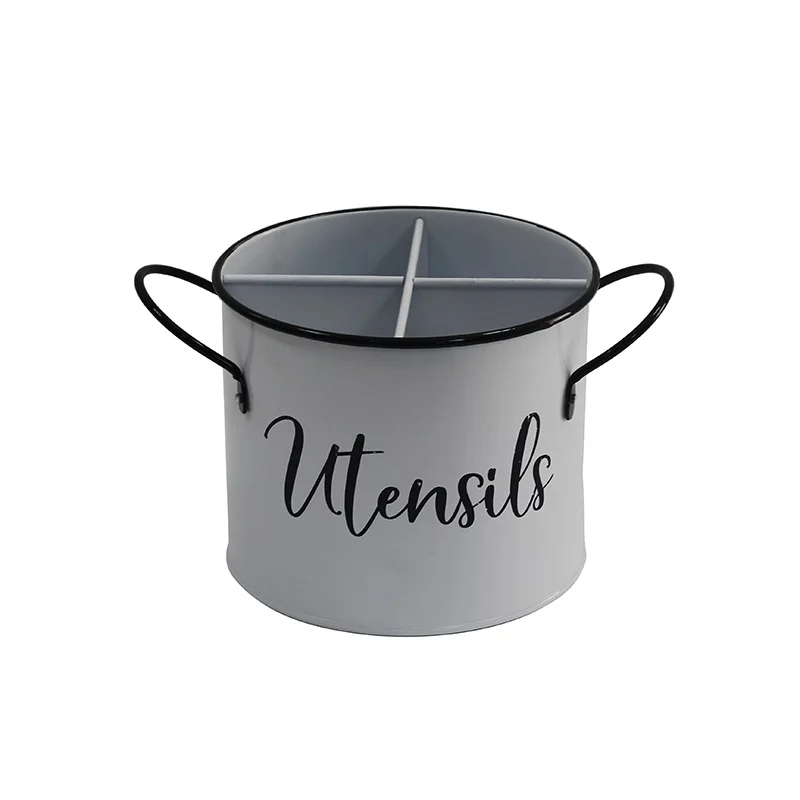 Utensil Cutlery Holder Caddy Flatware and Silverware Organizer Spoons Forks Knifes and Napkin Holder White Colour With Handles