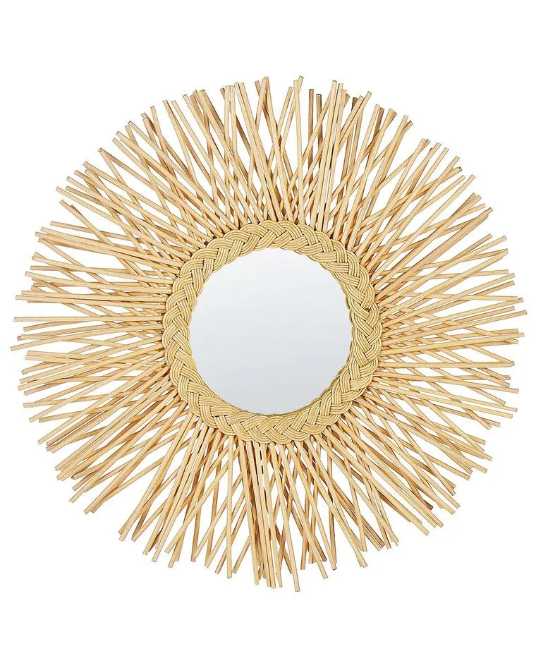 Лучшая цена новая модель для оптовой продажи натурального круглого зеркала из ротанга со специальной рамкой создания впечатляющей формы ручной работы