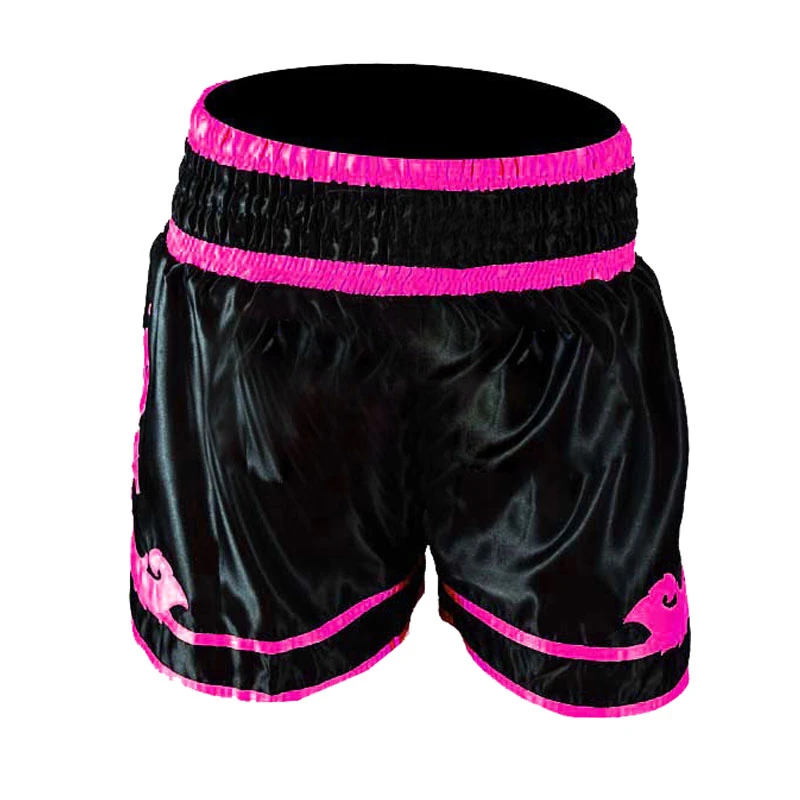 Wholesale Plain Fight Mma Custom Logo Kick Boxing Muay Thai Shorts Pink Purple Black Red White Light XXL Cotton Blue Embroidery