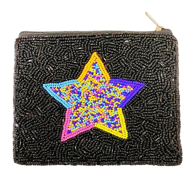 2022 Lowest Price Hot Selling Indian Handmade Acrylic Beaded Quilted MOM Design Mini Coin Purse Pouch for Women