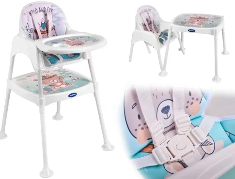 OEM Customized Factory Style 3-in-1 Supplies Pink High Chair Dining Table for Baby Feeding and Eating