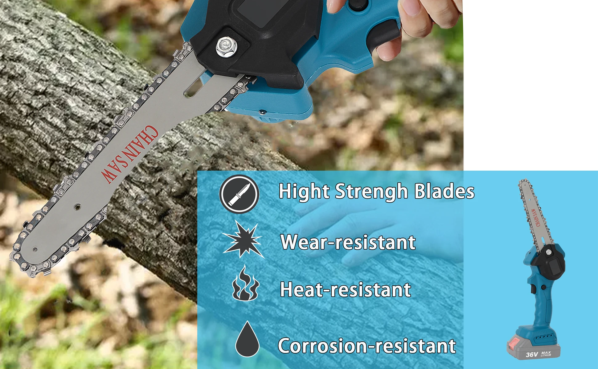 Portable Mini Chainsaw 6 Inch One-hand Use 36V Lithium Battery Electric Chain Saw Chainsaws