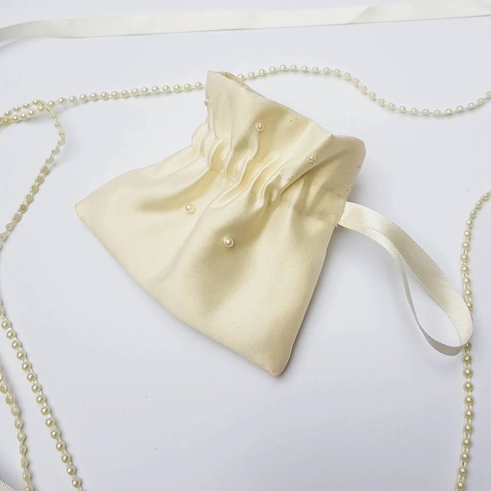 Custom Small Gift Silk Satin Drawstring Jewelry Pouch Bags Packaging With Logo high-end