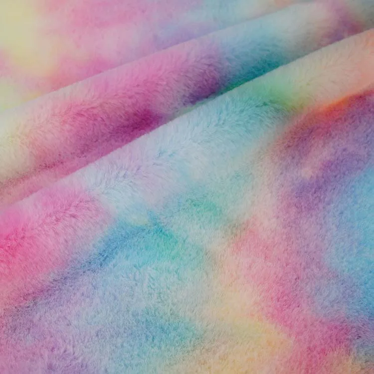 Super Soft Skin-friendly 400gsm Fleece 100%Polyester Colorful Pad Dyed Rabbit Faux Fur Fabric