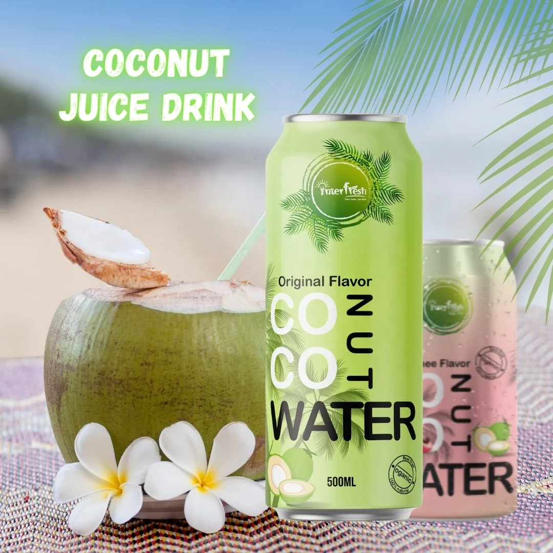 100% Natural Coconut Water Juice Drinks Agua De Coco Con Pulpa Fruit Juice With Pulp Pure From Interfresh