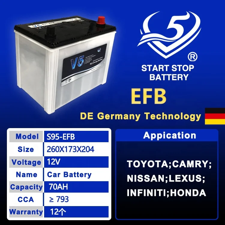 Start stop battery EFB S95 D26L 6-QW-70EFB 12V 70Ah 793CCA Enhanced Car Battery
