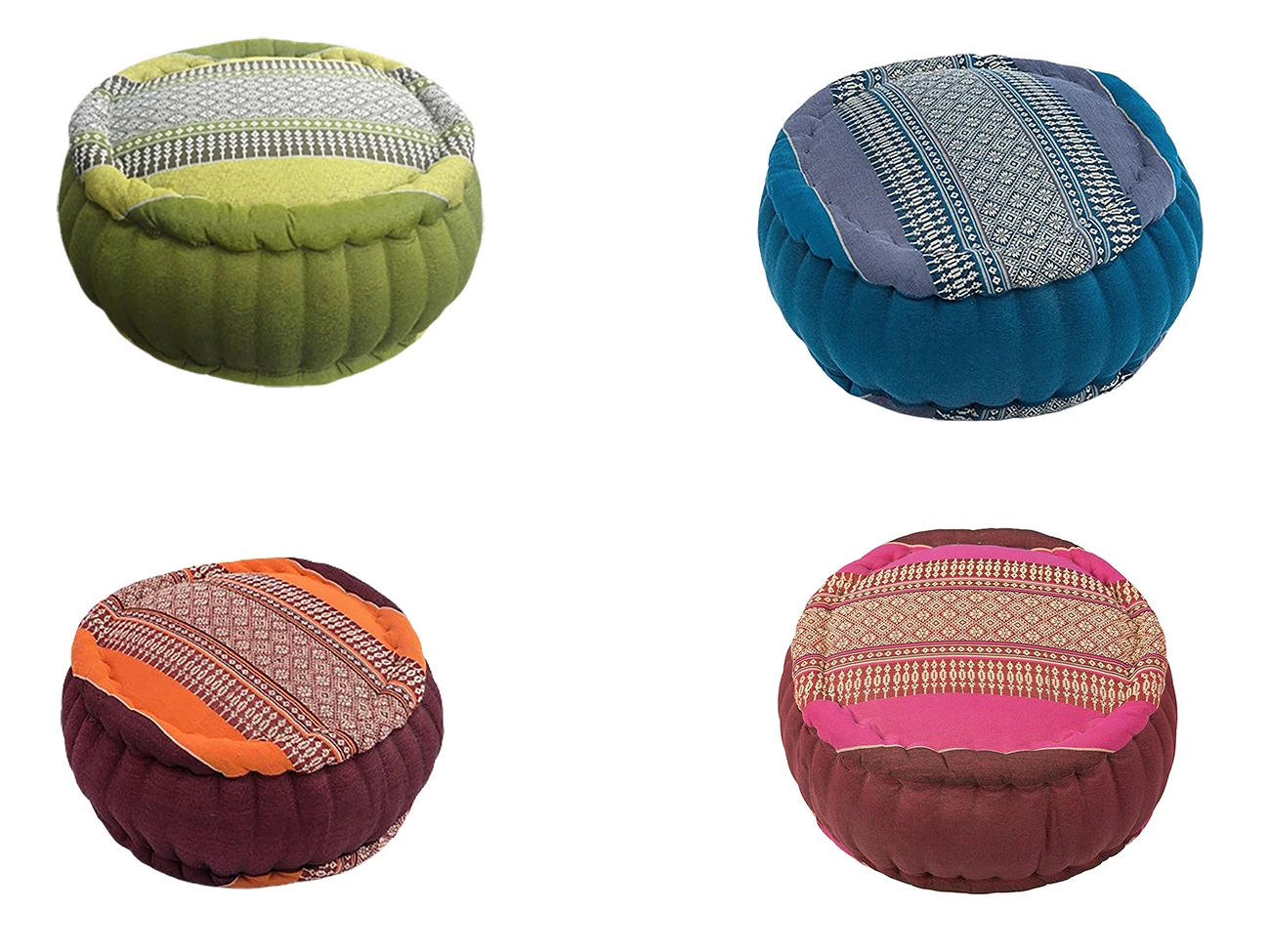 100% Kapok Knitted Cushion round Natural Meditation Pillow for Yoga Functional Positioner Multi Tones in Blue