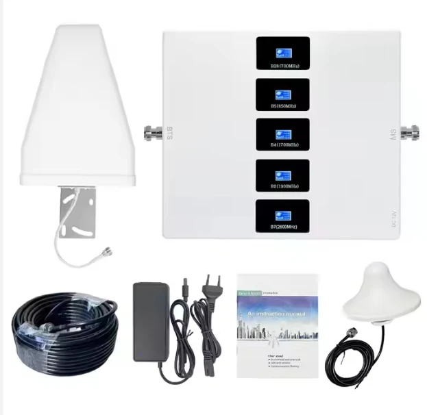5-Band B28 B7 700 850 1900 1700 2600Mhz Signal Repeater Mobile Network Booster 4G Mobile Phone Signal Amplifier