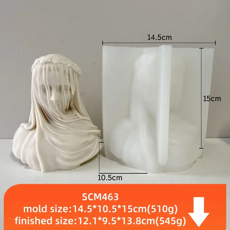 3D New Masked Girl Silicone Aromatherapy Candle Mold DIY Blindfolded Face Portrait Clay Gumpaste Resin Decor Soap Craft Making