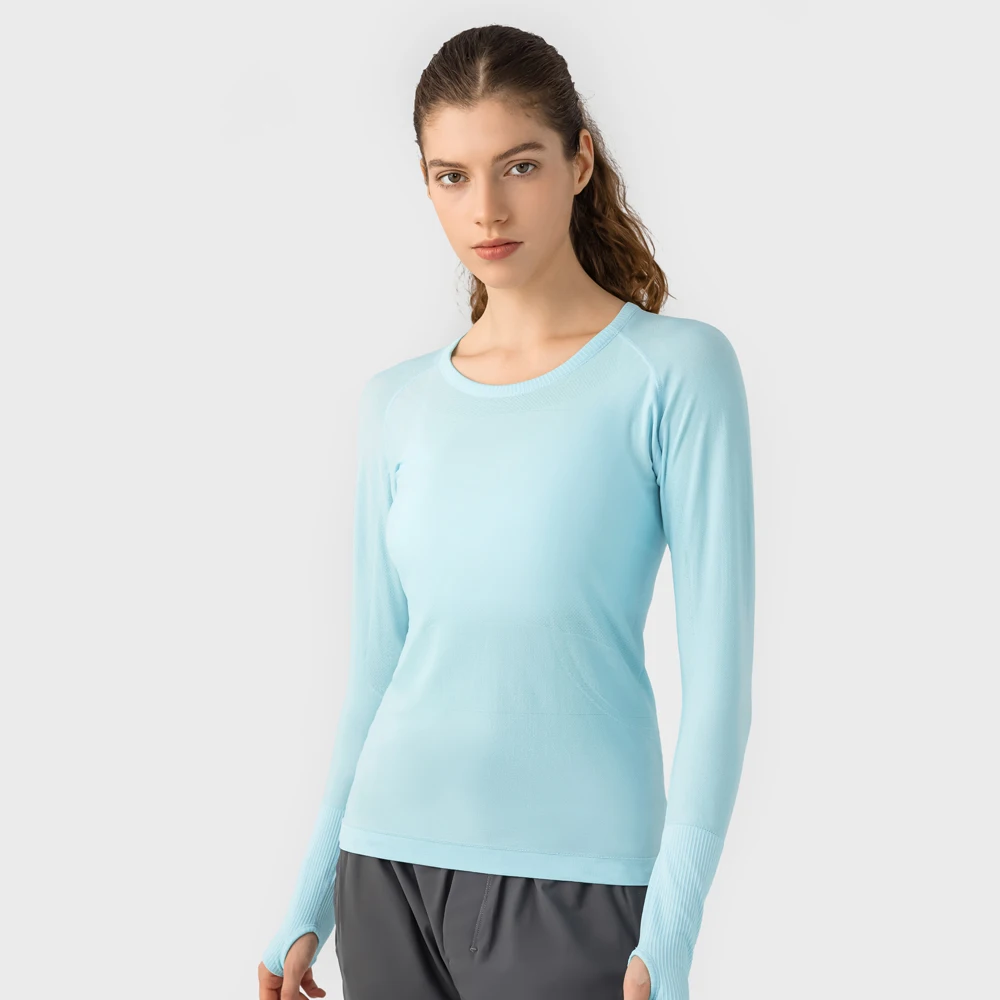 Long Sleeves Workout Training Compression Crop Top Gym Women Sport T Shirt