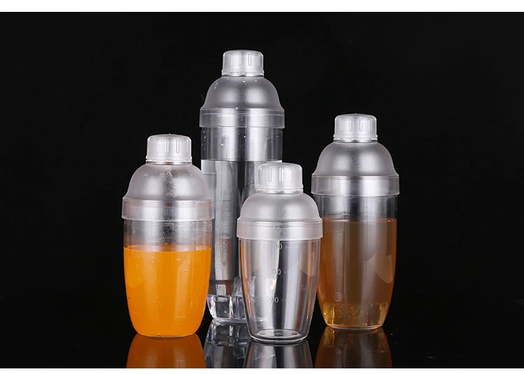 Пластиковый многоразовый шейкер с логотипом на заказ для пищевых продуктов прозрачной шкалой набор пластиковых шейкеров коктейлей