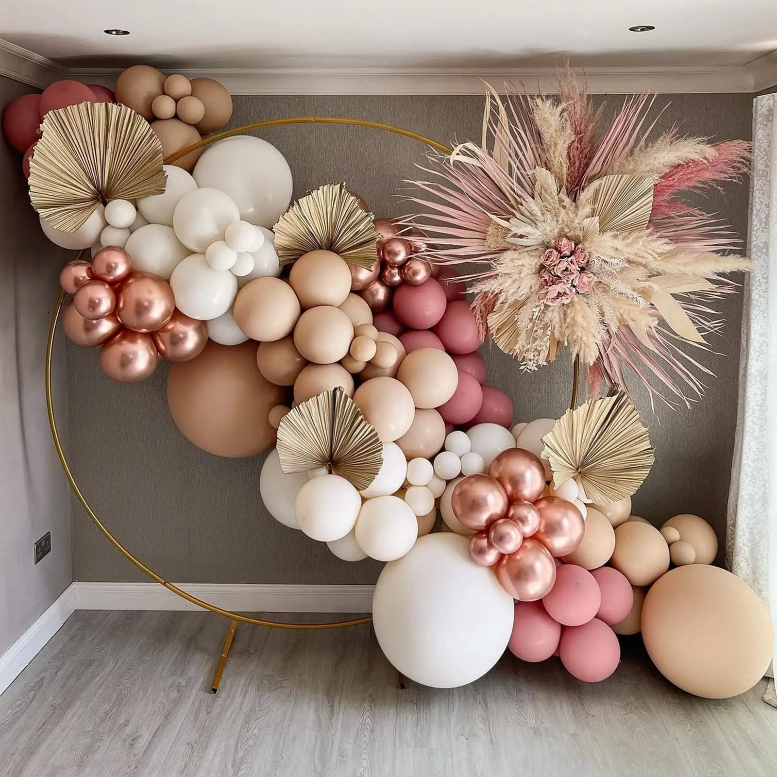 birthday Balloon arch garland kit pink gold retro apricot balloon set for Baby Shower wedding party graduation decoration