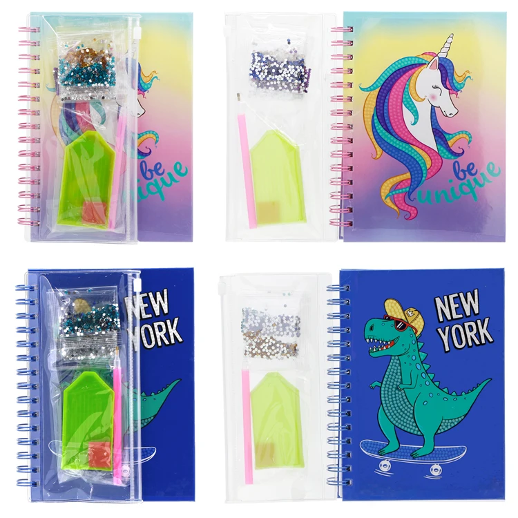 2022 New design educational Diy A5 Custom Cover Kids Spiral Coil Diary Notebook With Diamond Painting Kit