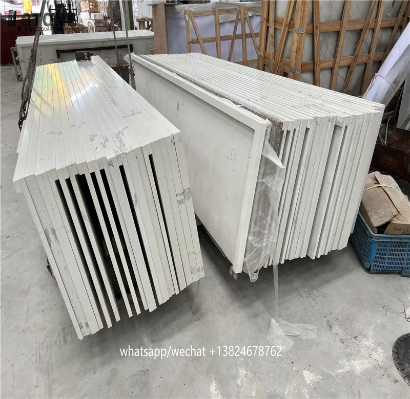 High quality quartz slab customized kitchen countertop and bathroom tub in calacutta look