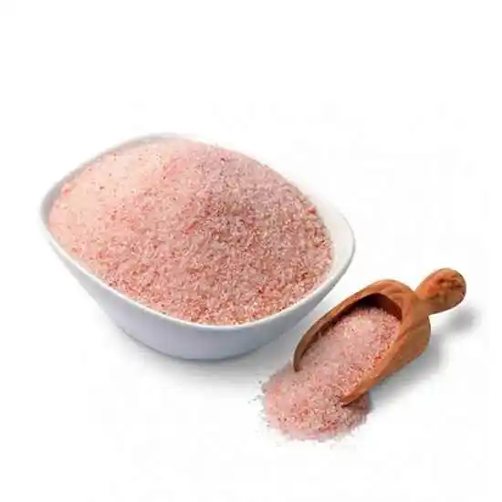 Edible Dark Pink Salt Free Flow 2-3 mm Crystal Salt, in Powder Form and in Fine Form
