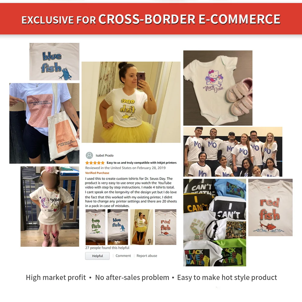 Winner Transfer iron-on heat transfer paper inkjet printing white transfer paper for light fabric