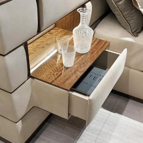 Hotel bedroom furniture set italian leather king size bed classic modern couple luxury beds