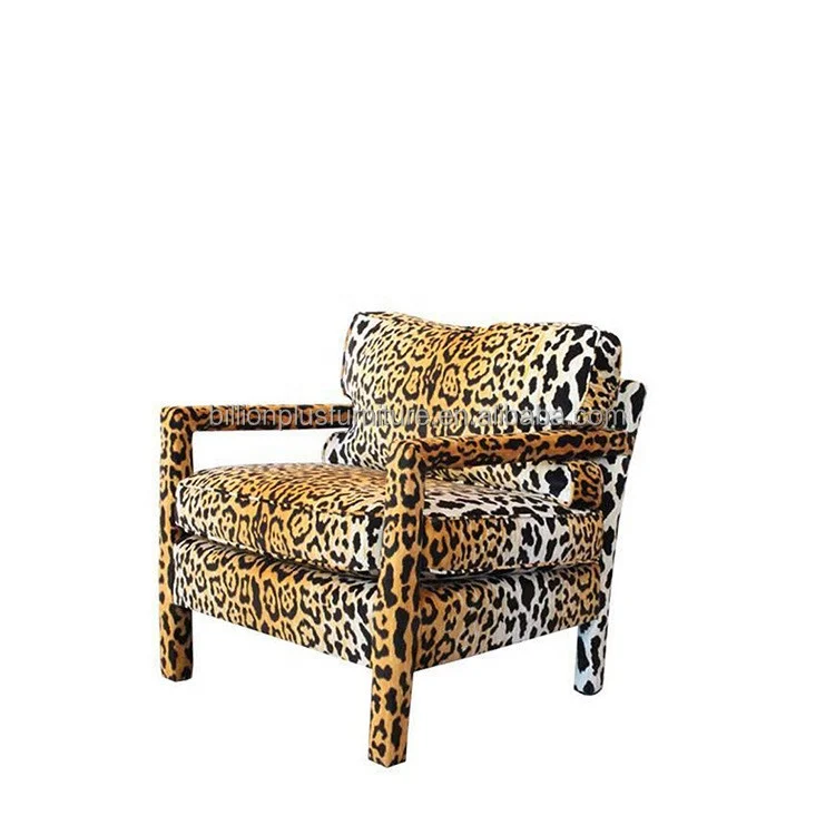 New design Leopards embroidery pattern fabric Italian luxury villa single sofa accent lounge chair