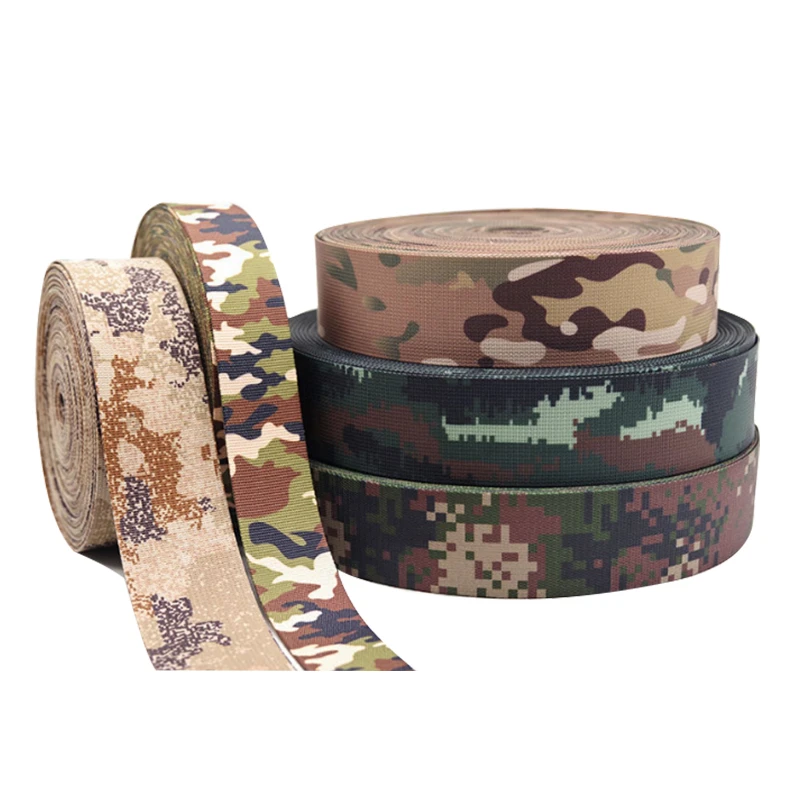 Polyester Webbing Belt High Quality Durable Camo Seatbelt Webbing Colors Custom For Belt  Military Trimming, Webbing