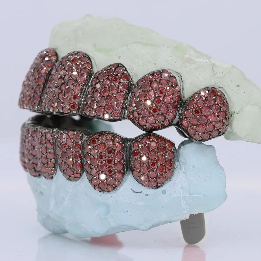 Sparkly and Shiny Dental Jewelry Full Iced Out Grillz Top Bottom Moissanite Diamond Customize Color Teeth for Men Women Gift