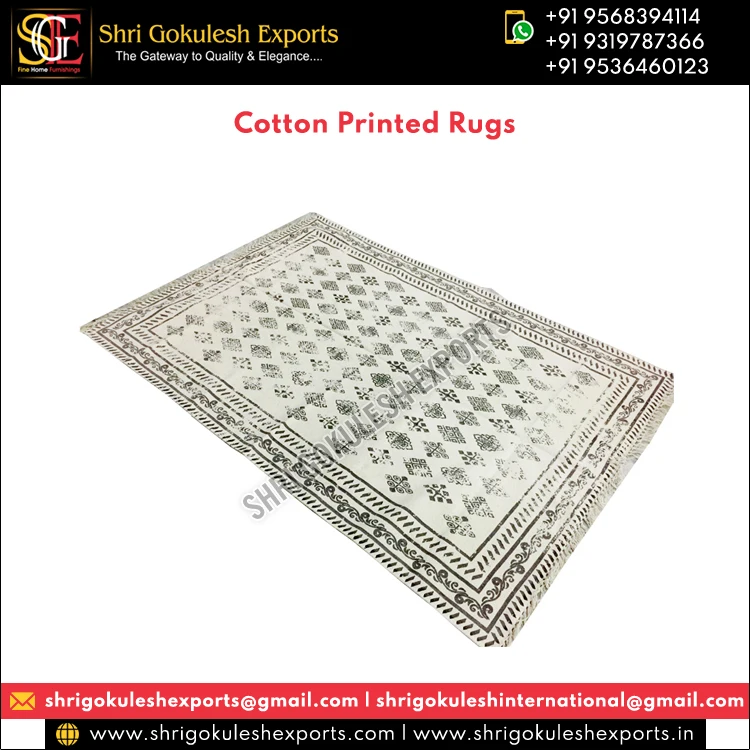 100% Handmade Woven Washable Cotton Printed Rugs Available in Different Shapes and Sizes from Indian Manufacturer