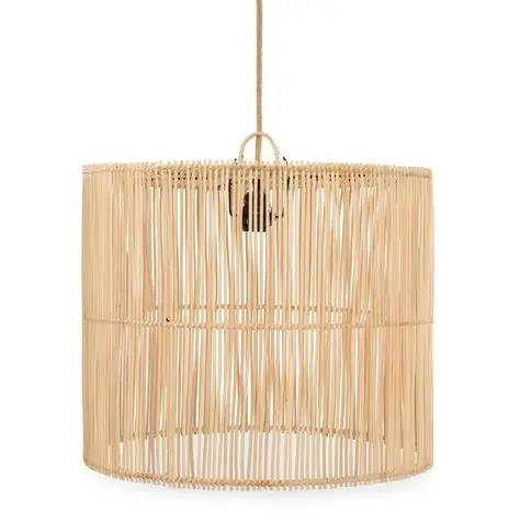Bamboo Rattan Lampshade For Stylish Rustic Or Boho Decor With Gentle Ambient Lighting For Cozy Home Environments