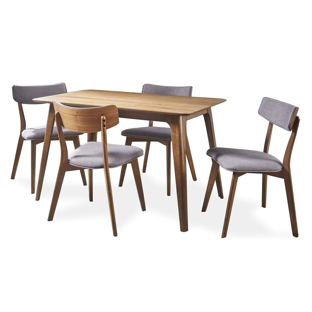 Best Choice Products 5-Piece/ 7-Piece Wooden Dining Set, Compact Mid-Century Modern Table & Chair Set for Home, Apartment