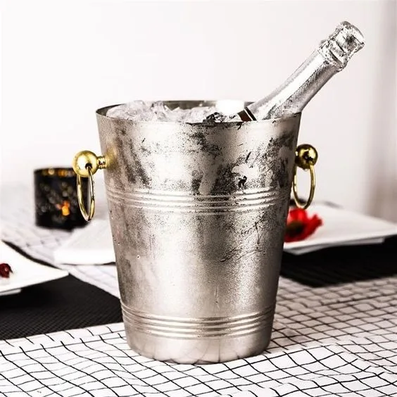 Top Quality Metal Ice Bucket With Handle For Bar Restaurant Party Beverage Tub Wine Cooler Chiller Tub