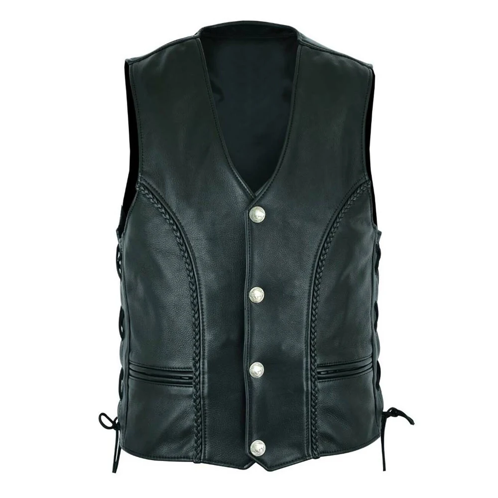 High Quality Genuine Leather Biker Motorcycle Vest Motorbike Vest Made Thick Leather Leather Motorbike vest in pk