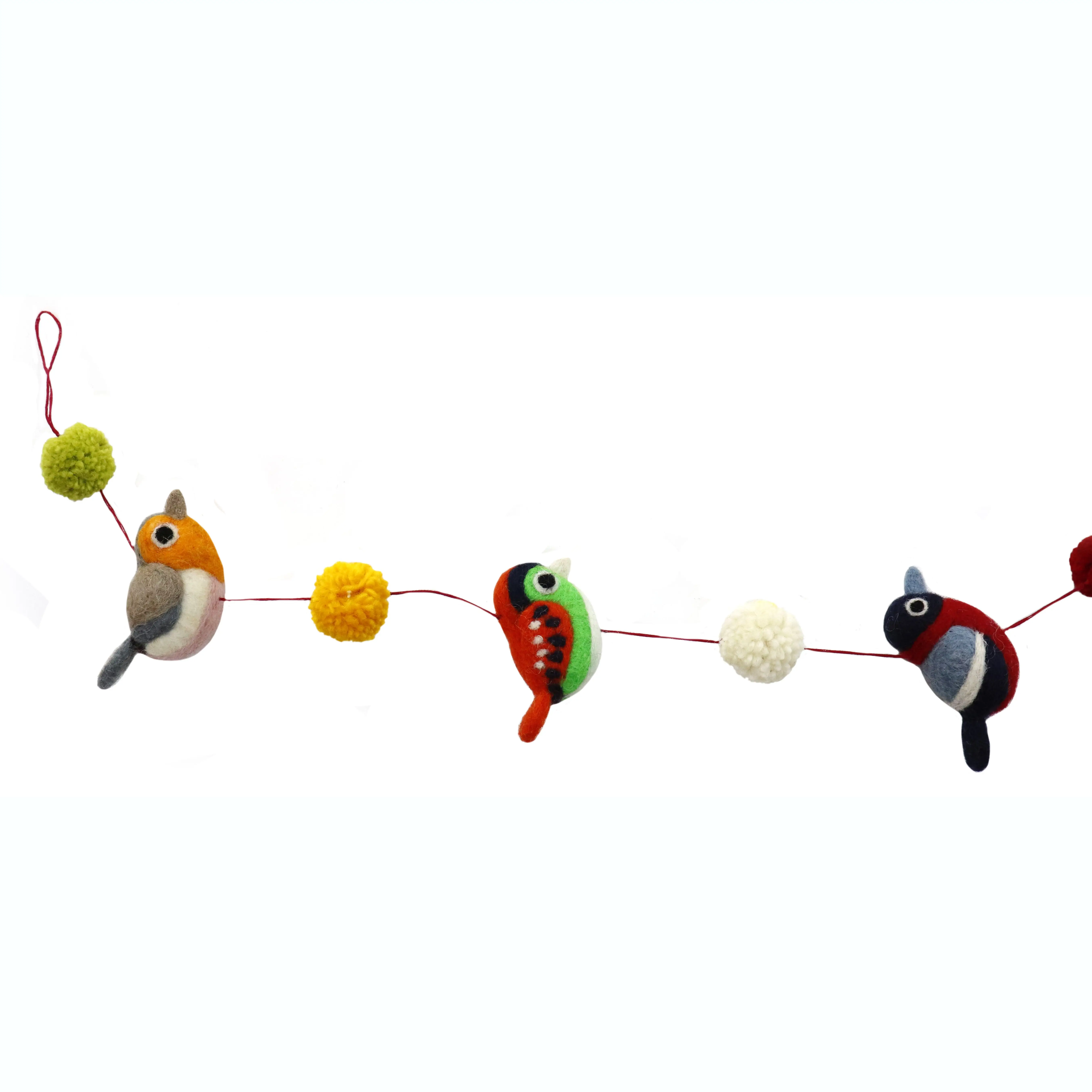 Handmade Eco-friendly Colorful Robin Bird Hot New Felt Robin Bird Garland Door hangings Festive decoration