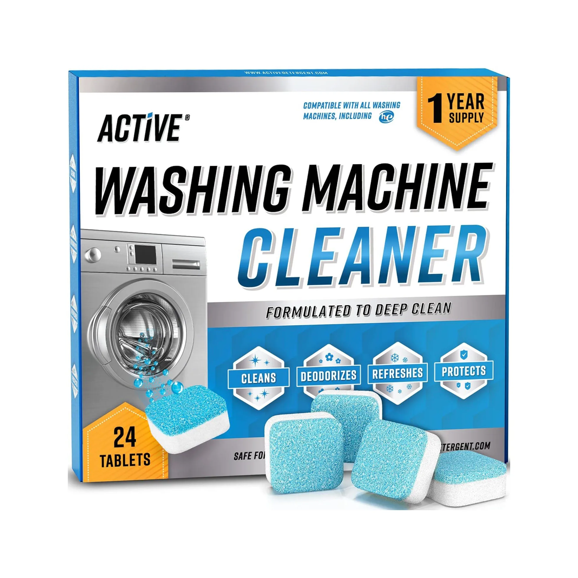 ACTIVE Washing Machine Cleaner And Septic Tank Treatment Pods Bundle - Includes 12 Month Supply Washing Machine Descaler