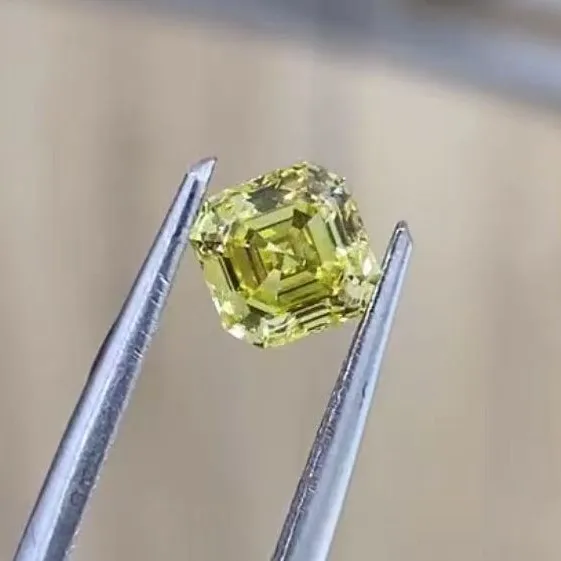 Synthetic CVD Yellow Cvd Lab Grown Loose Diamond Transparent Star Laser Bag Polish 1 CT Good D Packing Plastic Color Asscher Cut