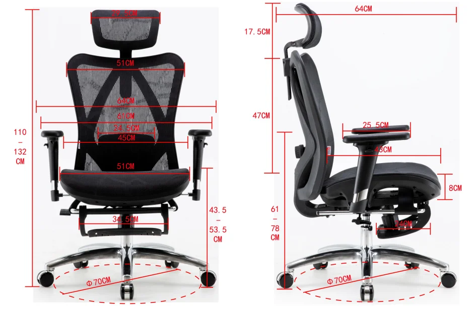 SIHOO mesh executive ergonomic boss comfortable soft high back office chair height adjustable with footrest in Malaysia