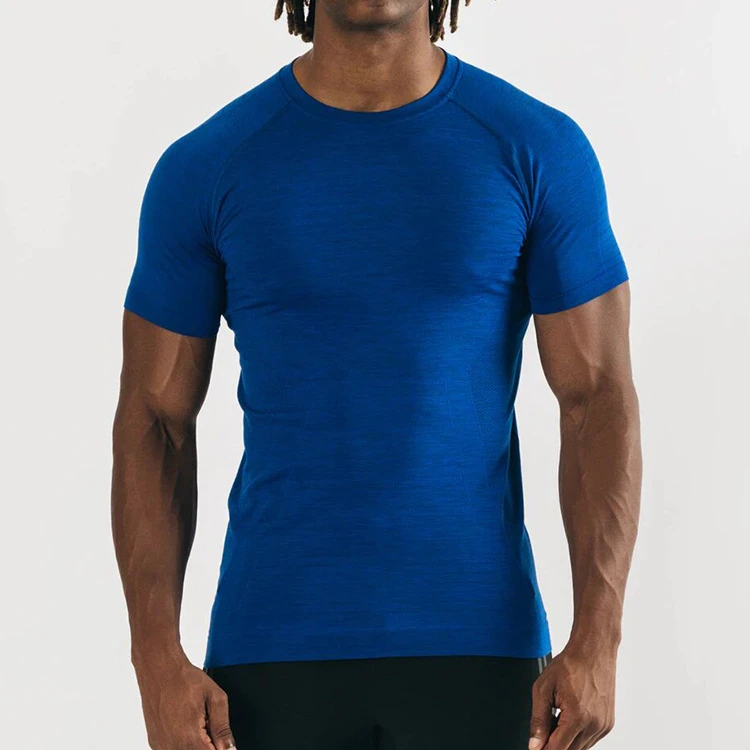 Custom Wholesale  mens active wear seamless knitwear gym men workout top fitness compression t shirt top by SINEWY SPORTS