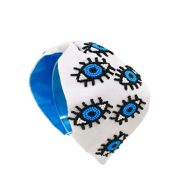 Trendy Hand Embroidered beaded Black Turban Style Indian Handwork Seed Beaded Knotted Party Headpieces for Women