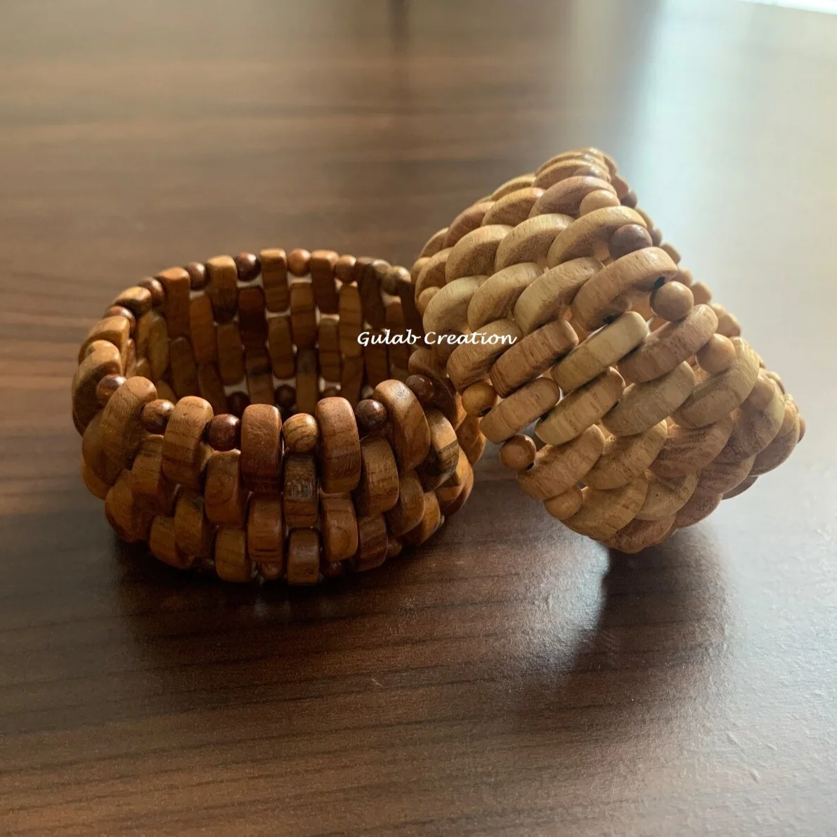 Adjustable Vintage Brown Wooden Bead Diamonds Pearls Unisex Geometric Pattern Stretch Parties Anniversaries Christian Symbol