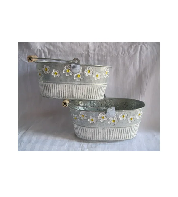Garden Galvanized plant pot Hanging Garden bucket tin box Iron pots Flower metal Planter with Handles a
