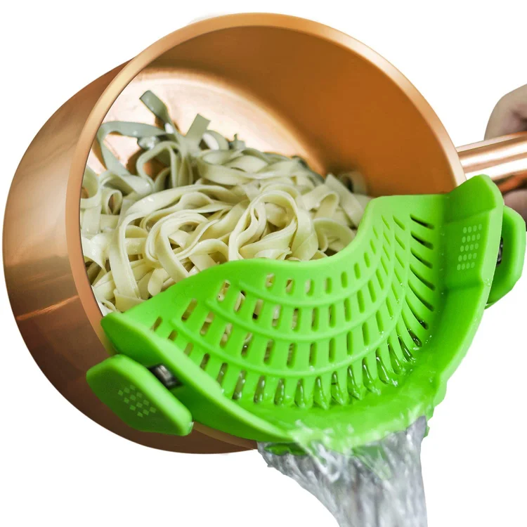 Kitchen Adjustable Colanders Food Drain Extra Fine Mesh Tea Sink Pasta Pot Pans Clip On Silicone Strainers