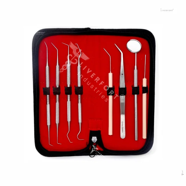 NEW Dental Examination Probes Calculus Tarter Plaque Tooth Scraper Scalers Set of 8 Surgical Dental Instrument Stainless Steel