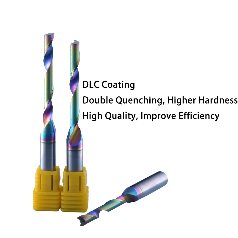 DLC Coating Milling Cutters For Aluminium One Flute Spiral Bits End Mill Engraving CNC Router Engraving Bit