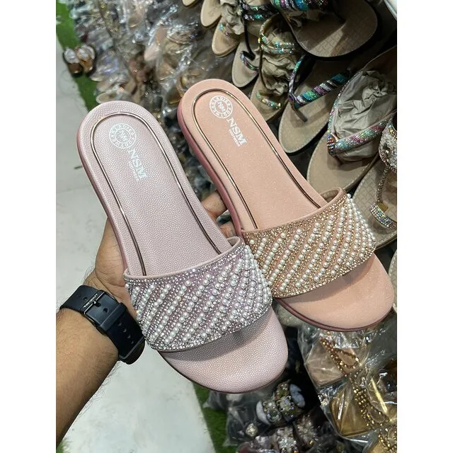 Custom Summer Ladies PVC Sandals Hawaiian Chappal Slide Slippers with Sleeper Fashionable Fur Women Shoes