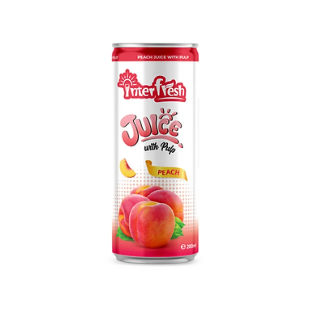 Interfresh Brand 200ml Peach Juice Vietnam Interfresh OEM ODM Options Best Price Beverage Pulp Bottle Ginseng Primary Ingredient