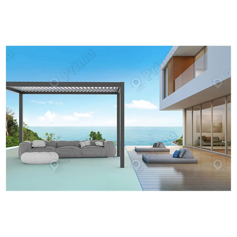 Prima Manual Motorized Wall Mounted Durable Louvre Insulated Pergola Rails Pergola Bioclimatique Aluminium 5x4