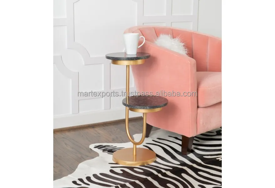 Side Table Coffee Sofa Furniture Decorative U shaped Round Corner Metal End Tea Bedside Bed Modern Side Table For Living