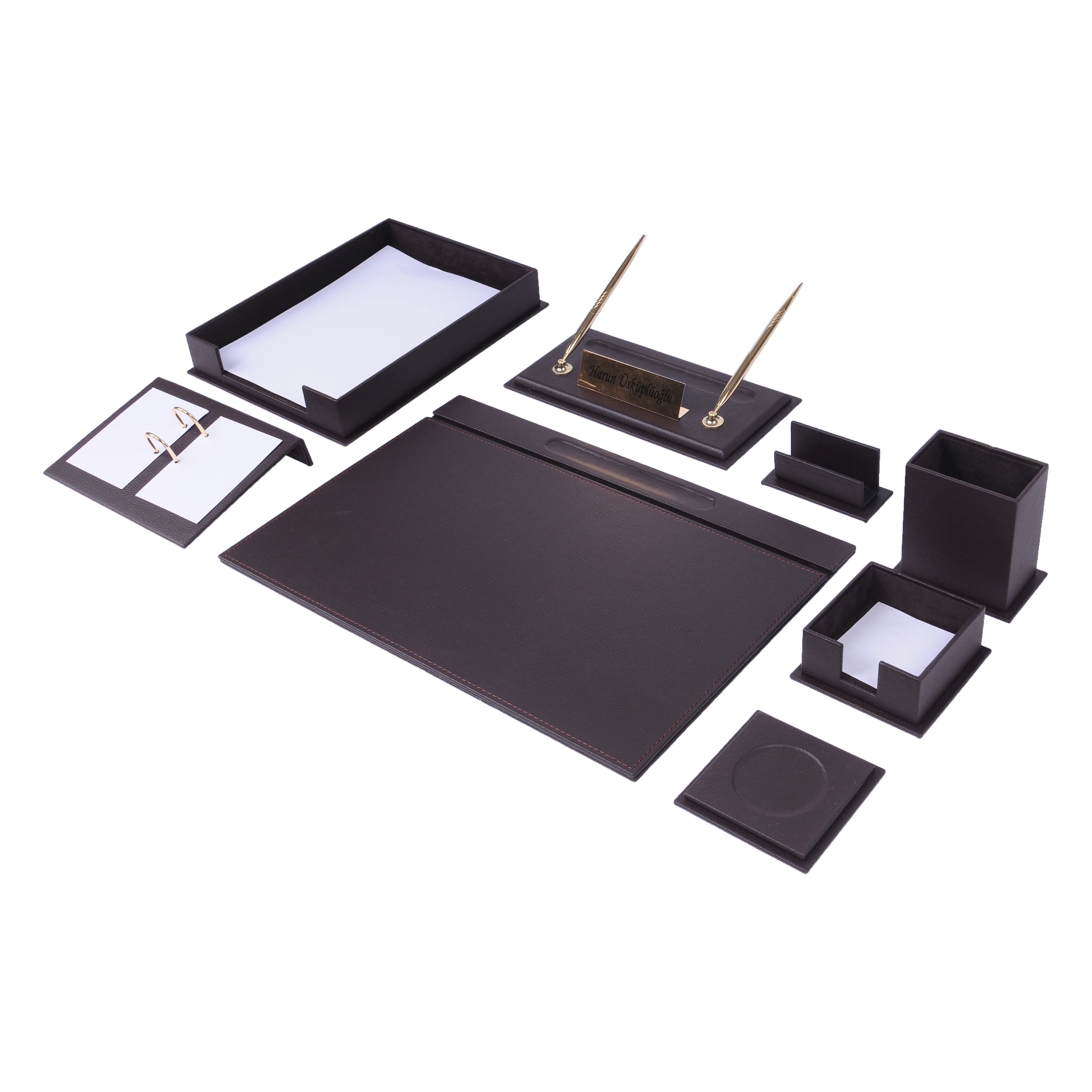 10 Pcs Leather Desk Set with Single Document Tray Office Supplies Desk Organizer Office Accessories Stationary Set Letter Tray