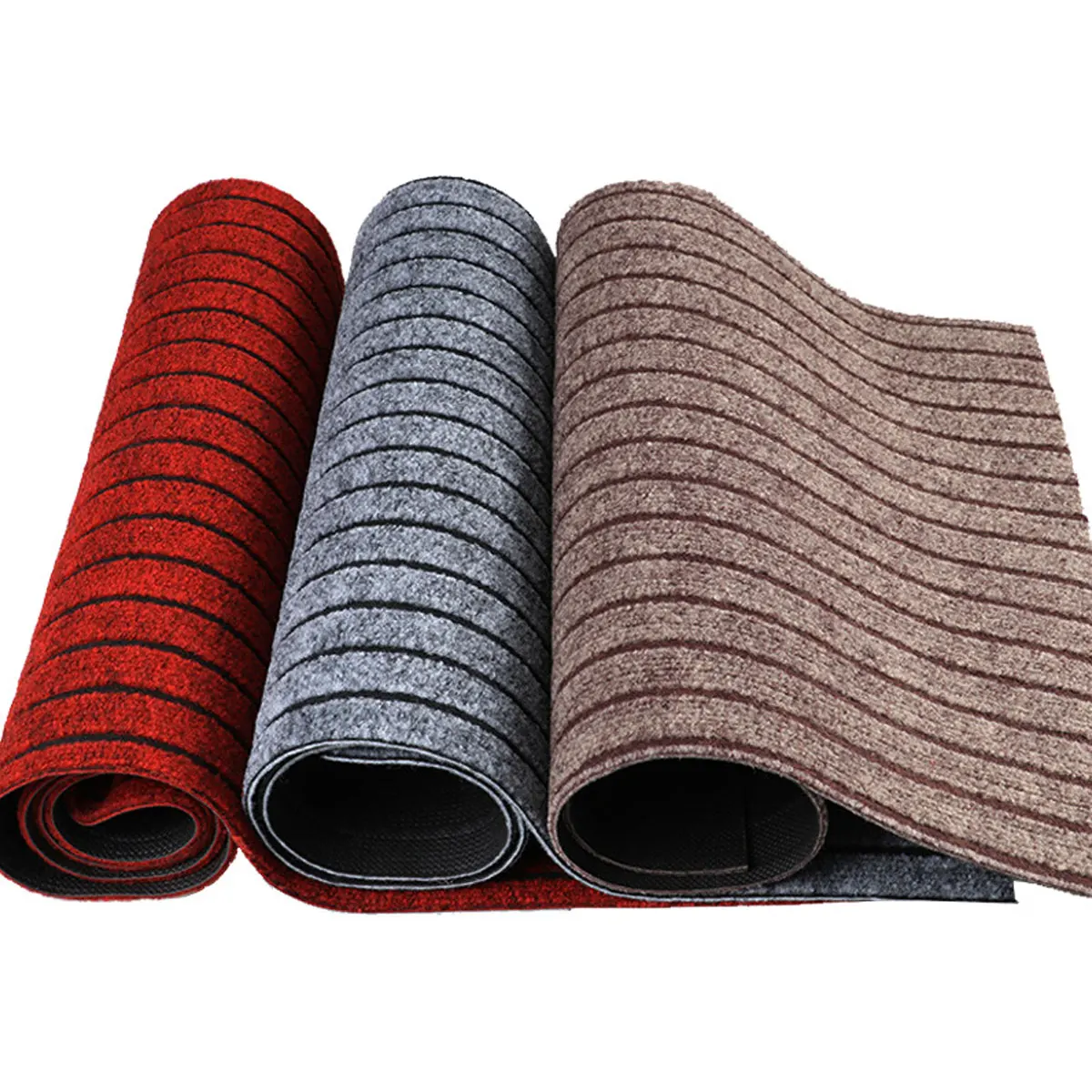 Seven Rib Doormat Custom Outdoor Polyester Floor Carpet Striped New Design Washable Welcome Mats Front Door Office Hallway